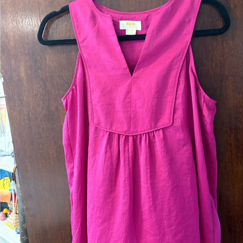 Anthropologie Pink Sleeveless Bib Collar Tank Top